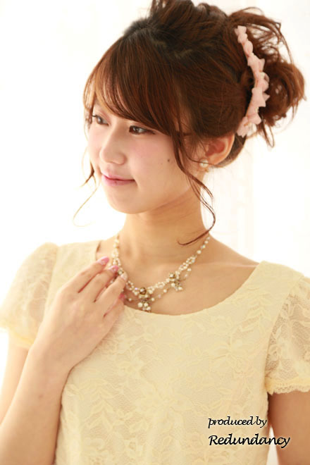 ピンク×ベージュのウエスト切替プリンセスドレス