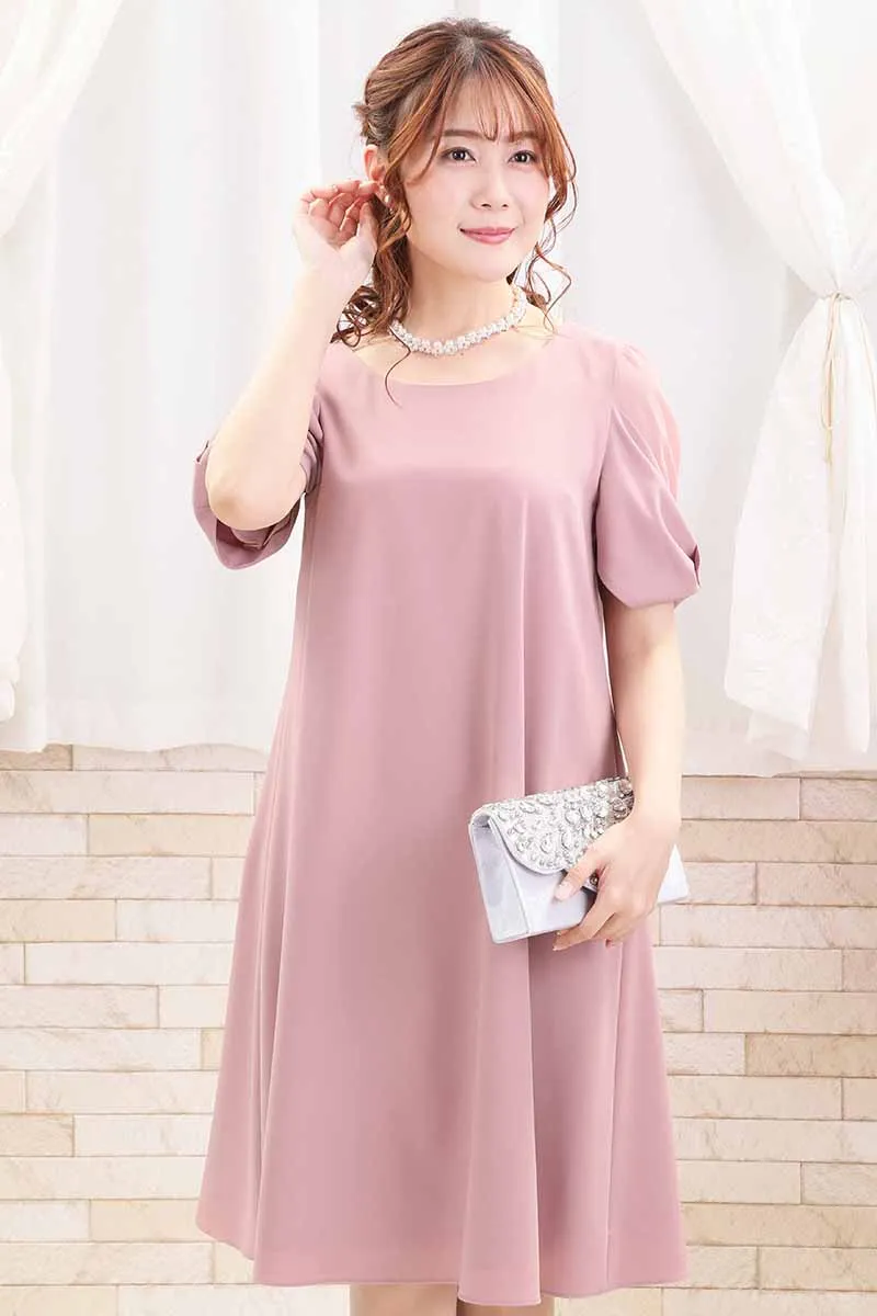 ピンクのリボン風スリーブドレス