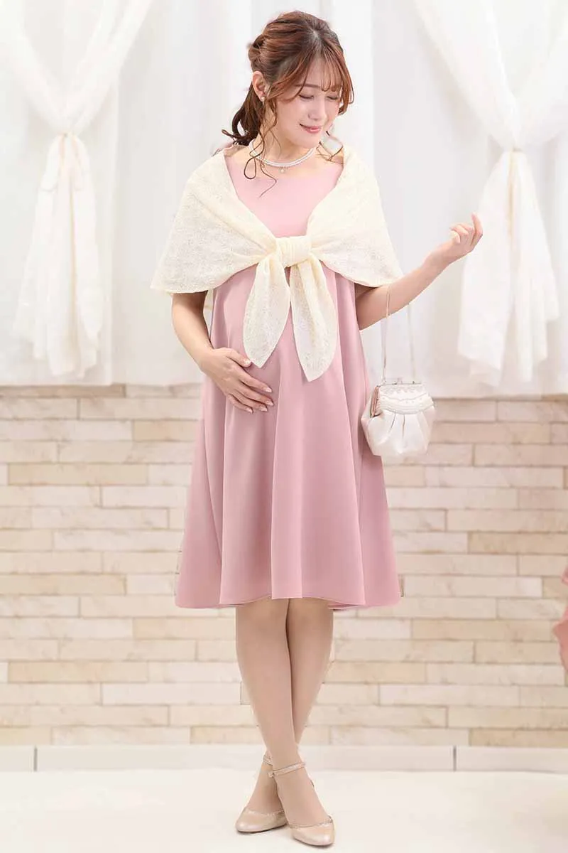 ピンクのリボン風スリーブドレス