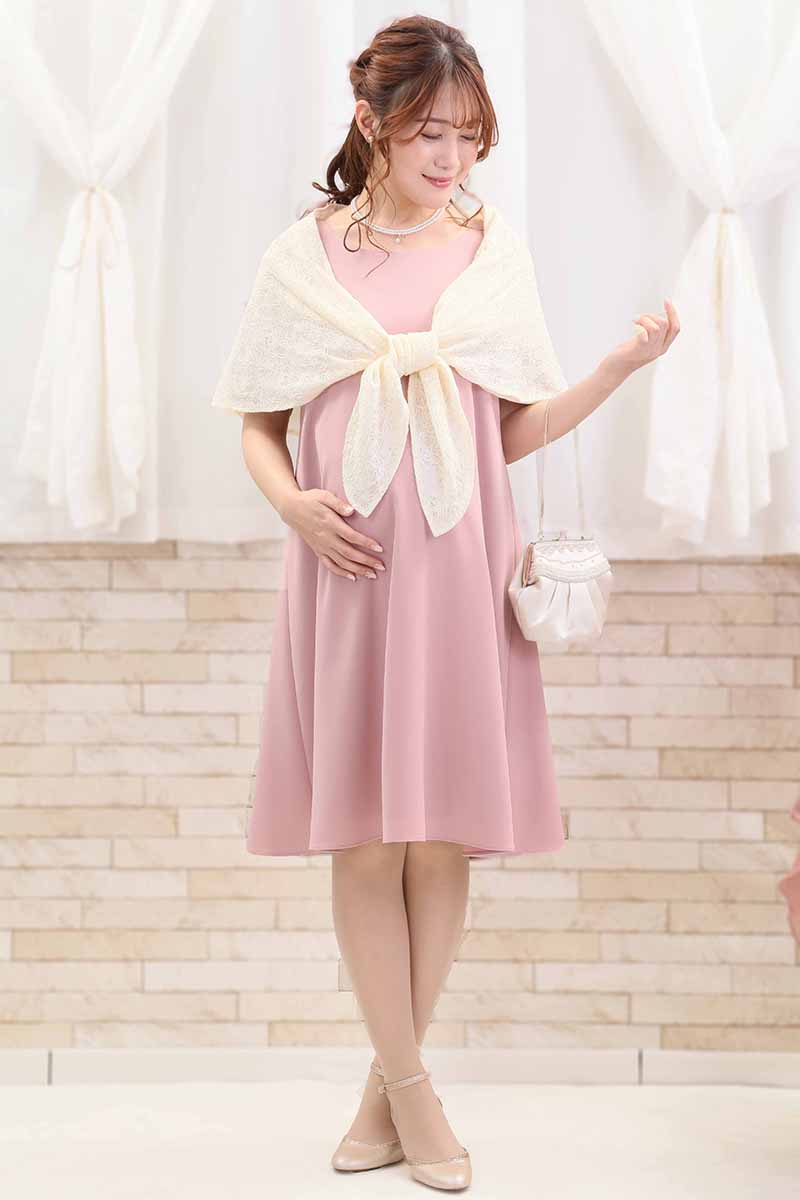 ピンクのリボン風スリーブドレス