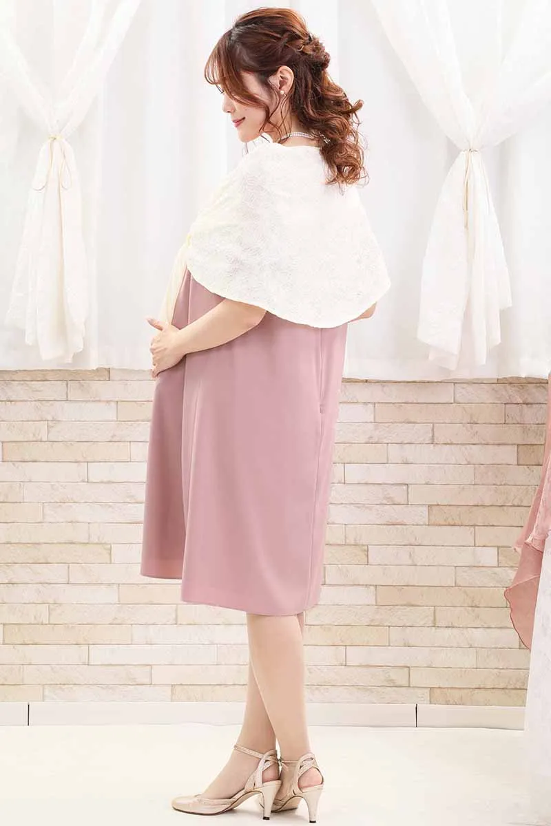 ピンクのリボン風スリーブドレス