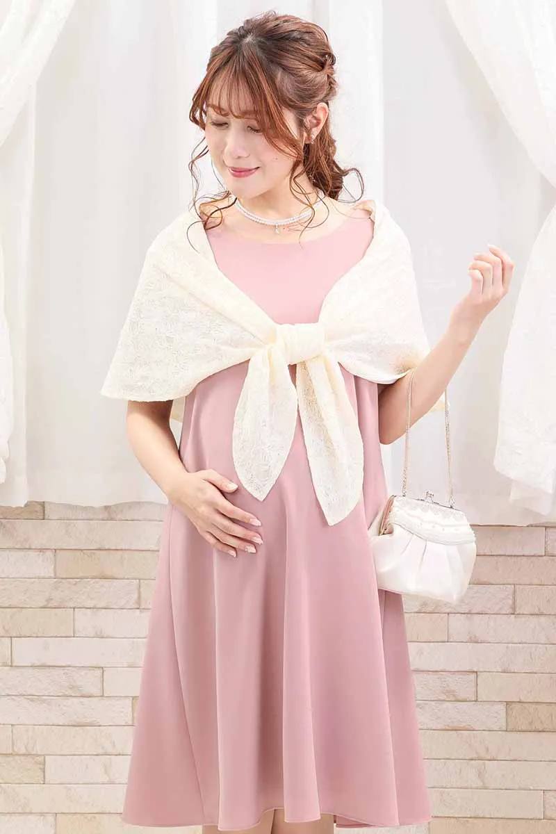 ピンクのリボン風スリーブドレス