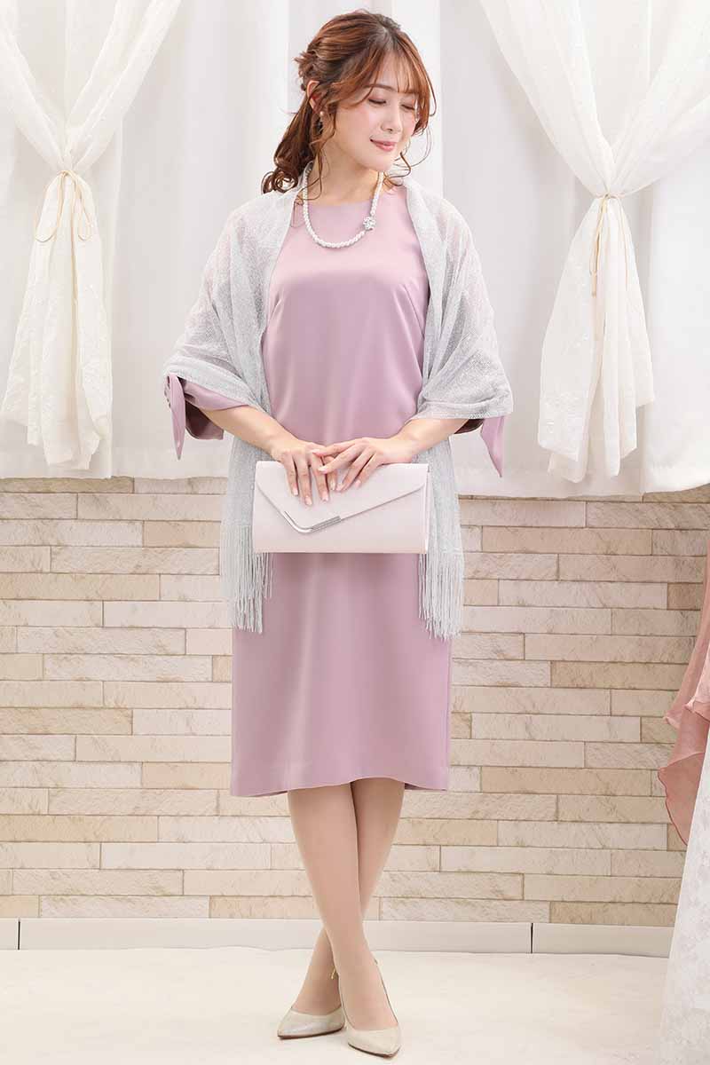 ピンクのレーススリーブIラインドレス