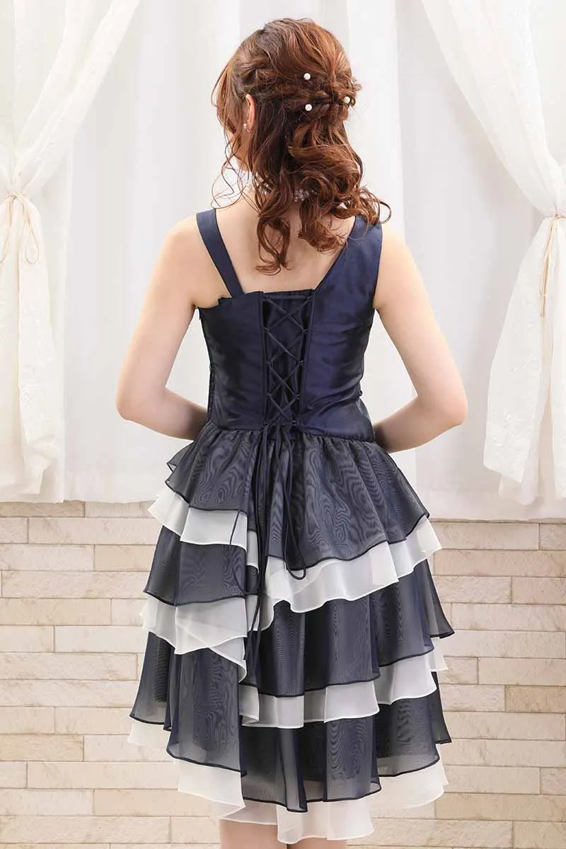 ネイビー×ホワイトのグラディーションドレス