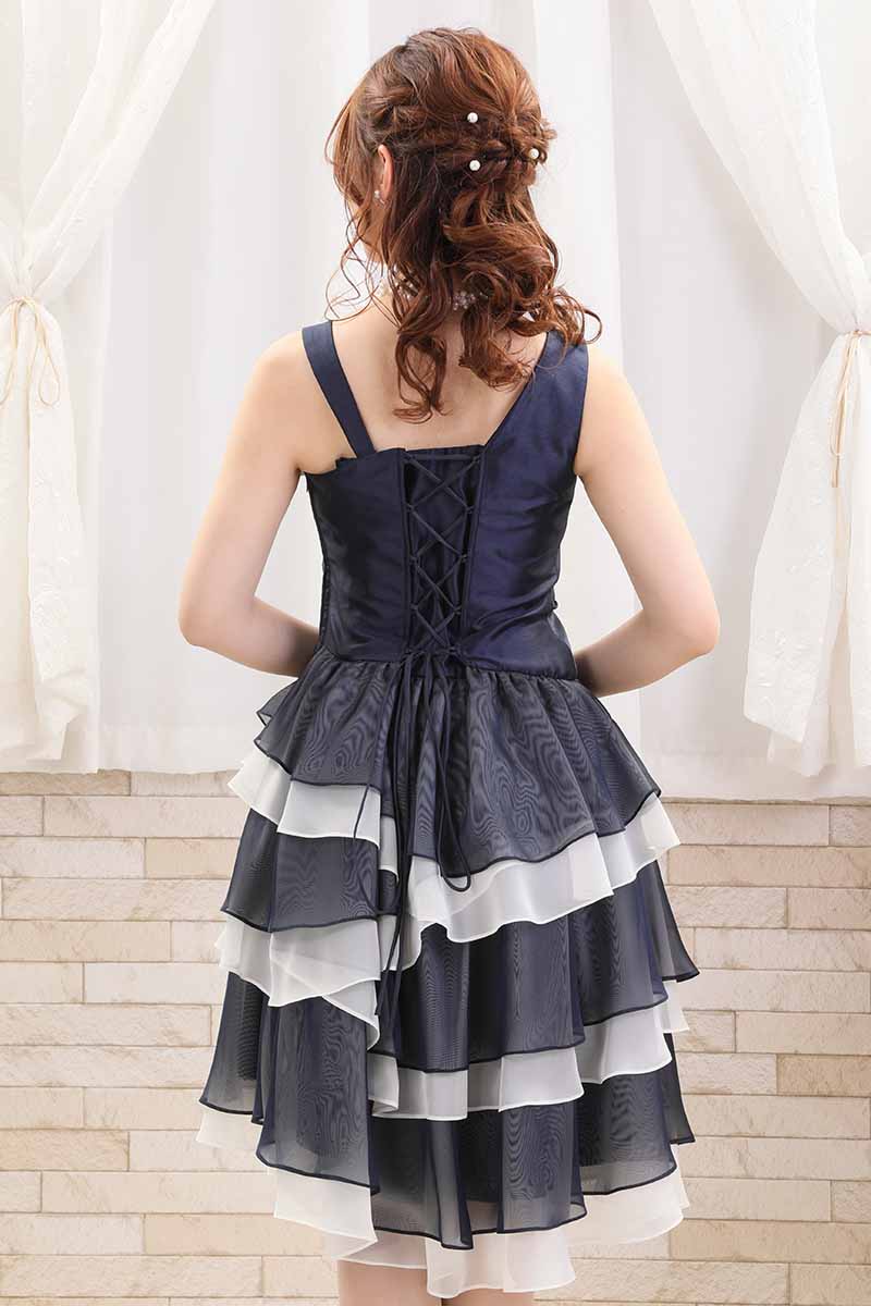 ネイビー×ホワイトのグラディーションドレス