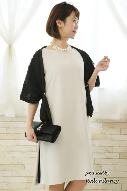 ホワイトパールのビジュー付三連ハーフ