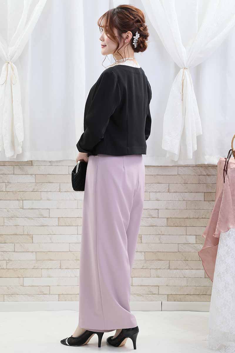 ピンクのレースブラウスパンツドレス