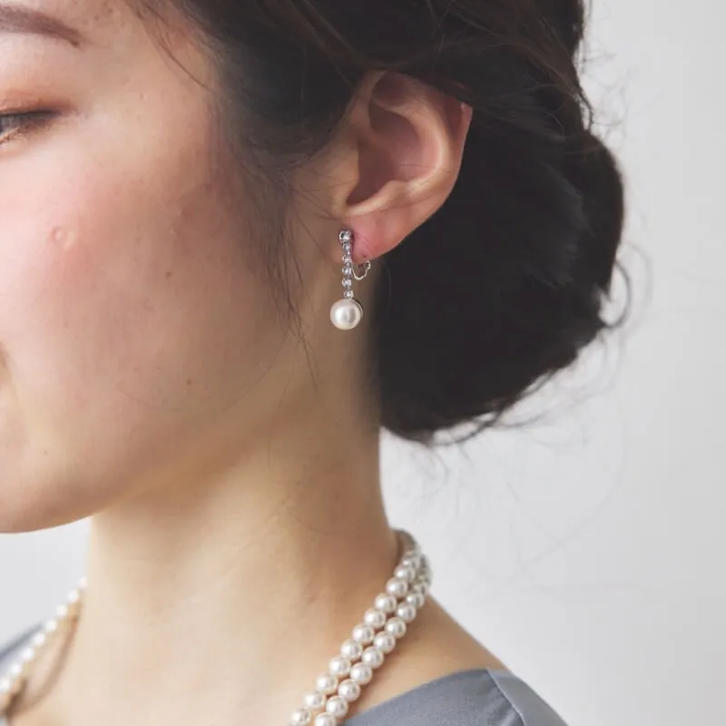 パール×ジルコニアのスイングイヤリング