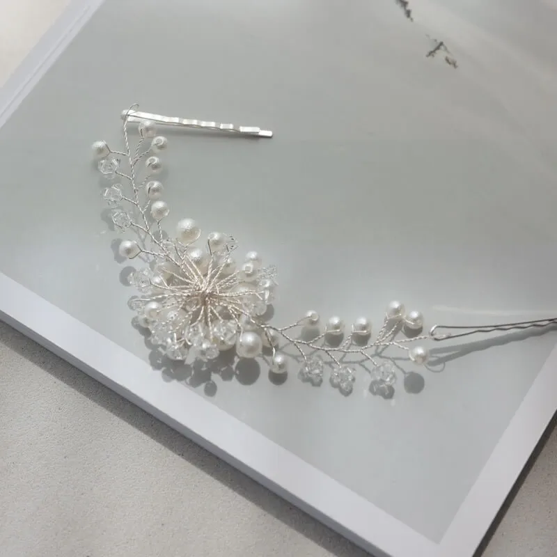 コットンパールフラワーのヘッドドレス(シルバー)