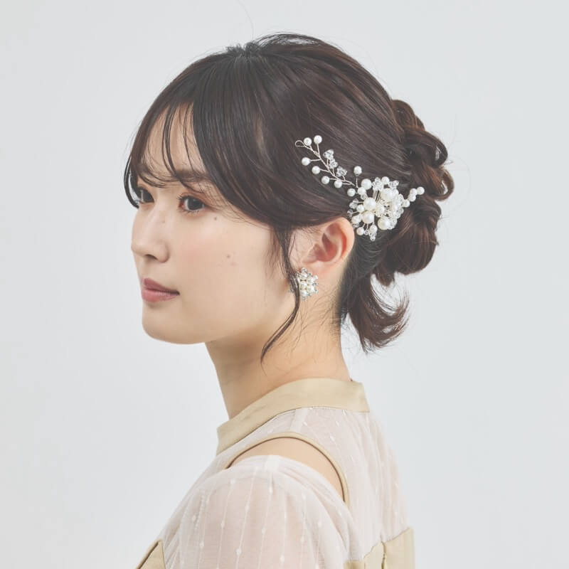 コットンパールフラワーのヘッドドレス(シルバー)