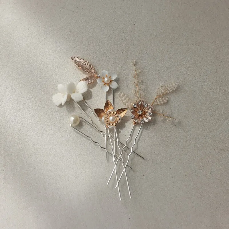 ゴールドブーケのヘアピン(5本セット)