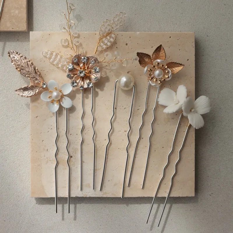 ゴールドブーケのヘアピン(5本セット)