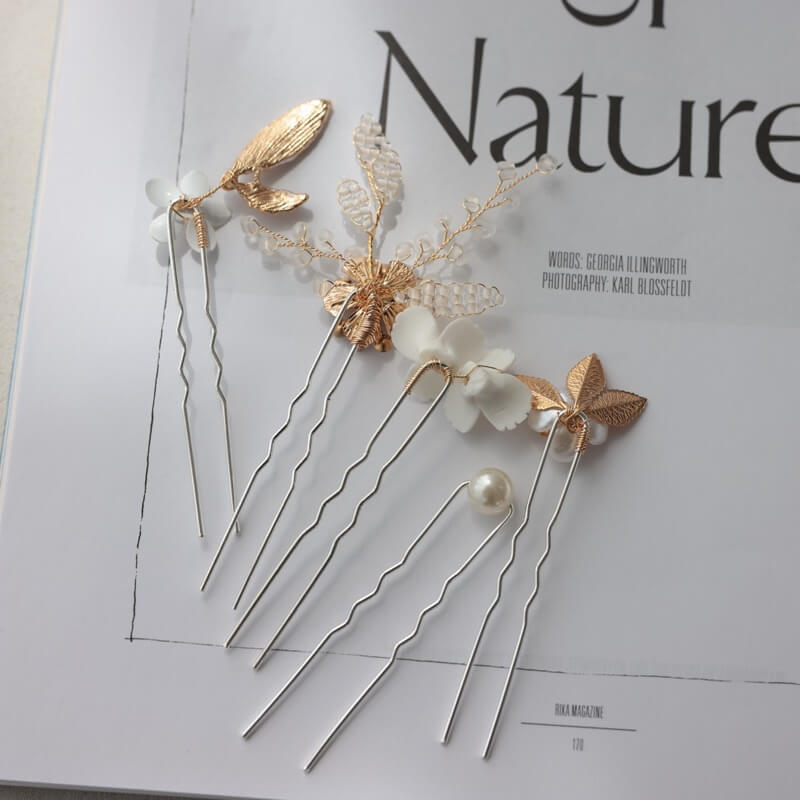 ゴールドブーケのヘアピン(5本セット)