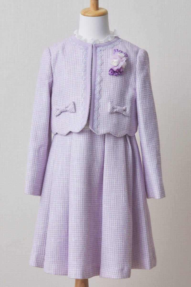 ラベンダーのツイードキッズフォーマルセット