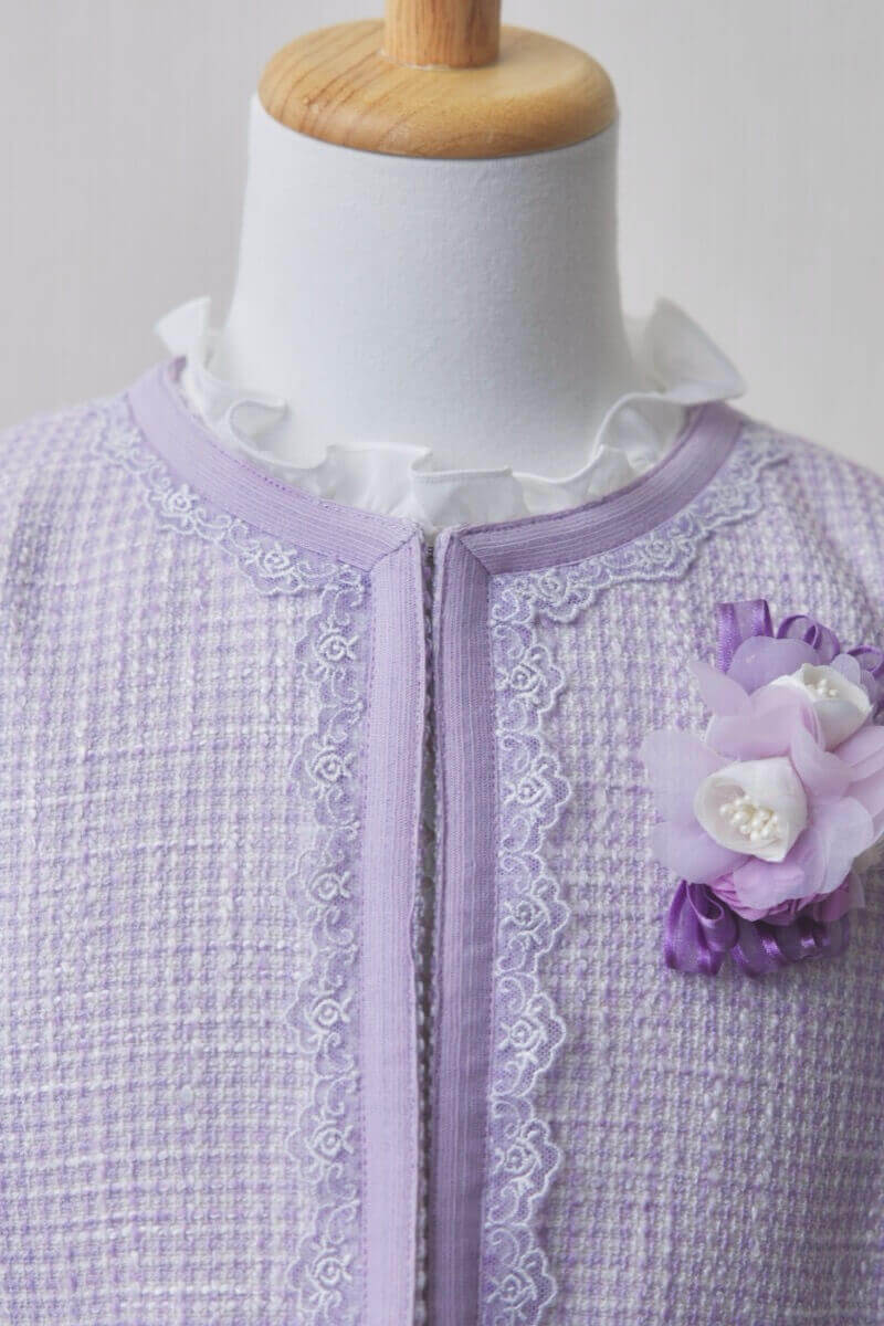 ラベンダーのツイードキッズフォーマルセット