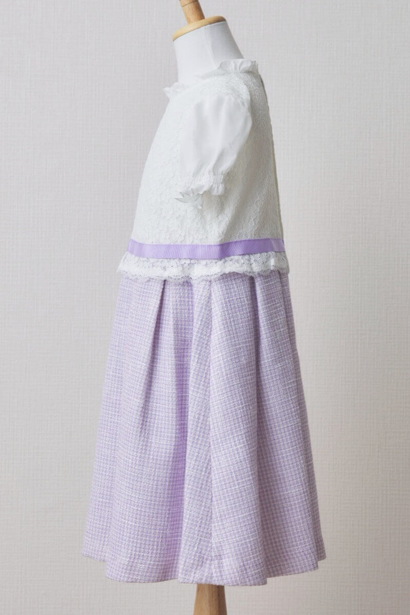 ラベンダーのツイードキッズフォーマルセット