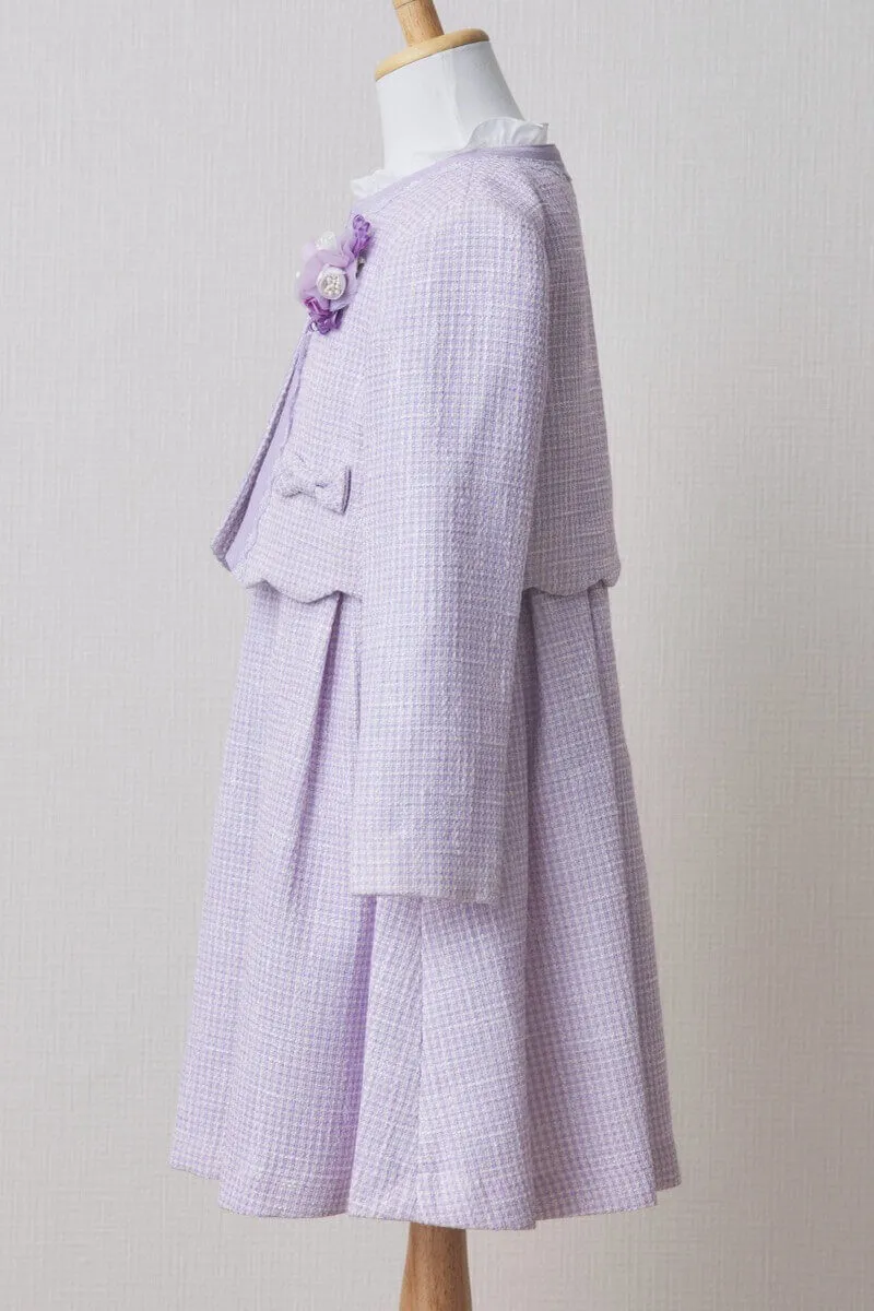 ラベンダーのツイードキッズフォーマルセット