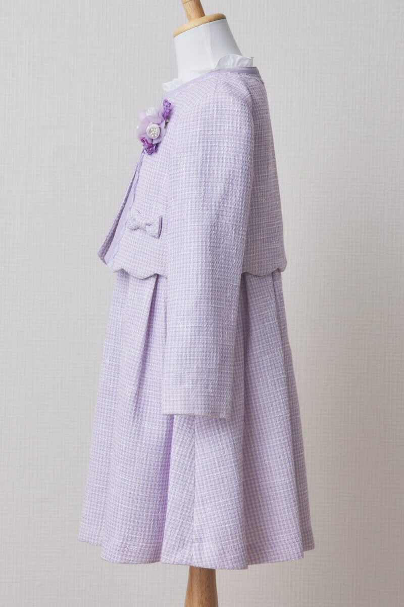 ラベンダーのツイードキッズフォーマルセット
