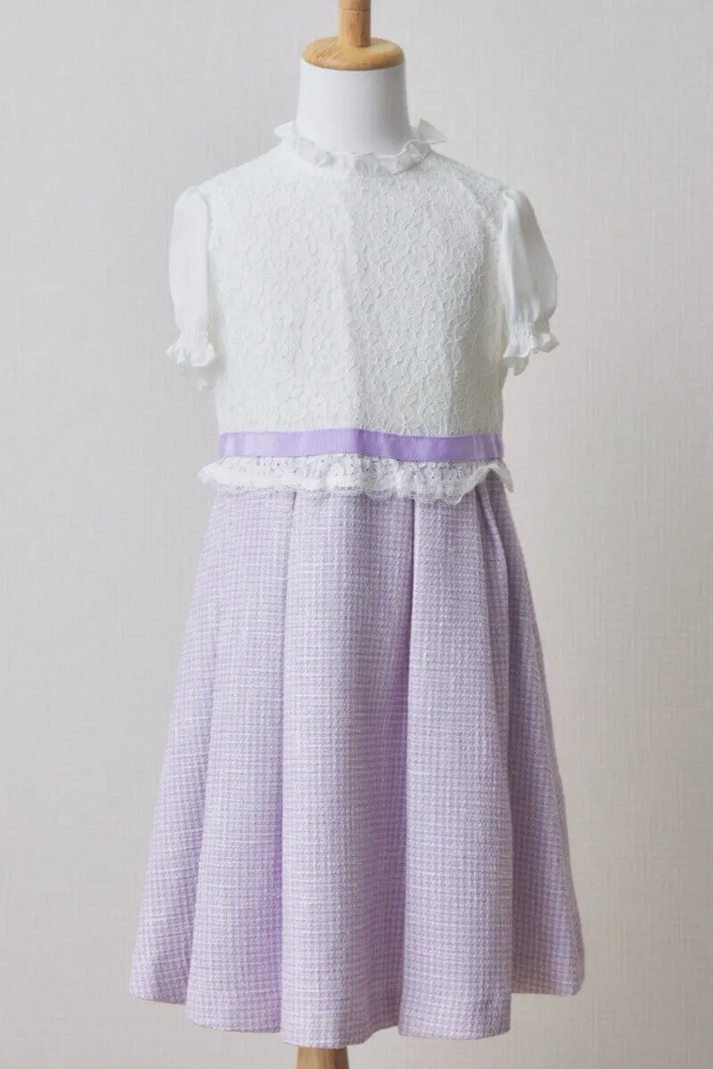 ラベンダーのツイードキッズフォーマルセット
