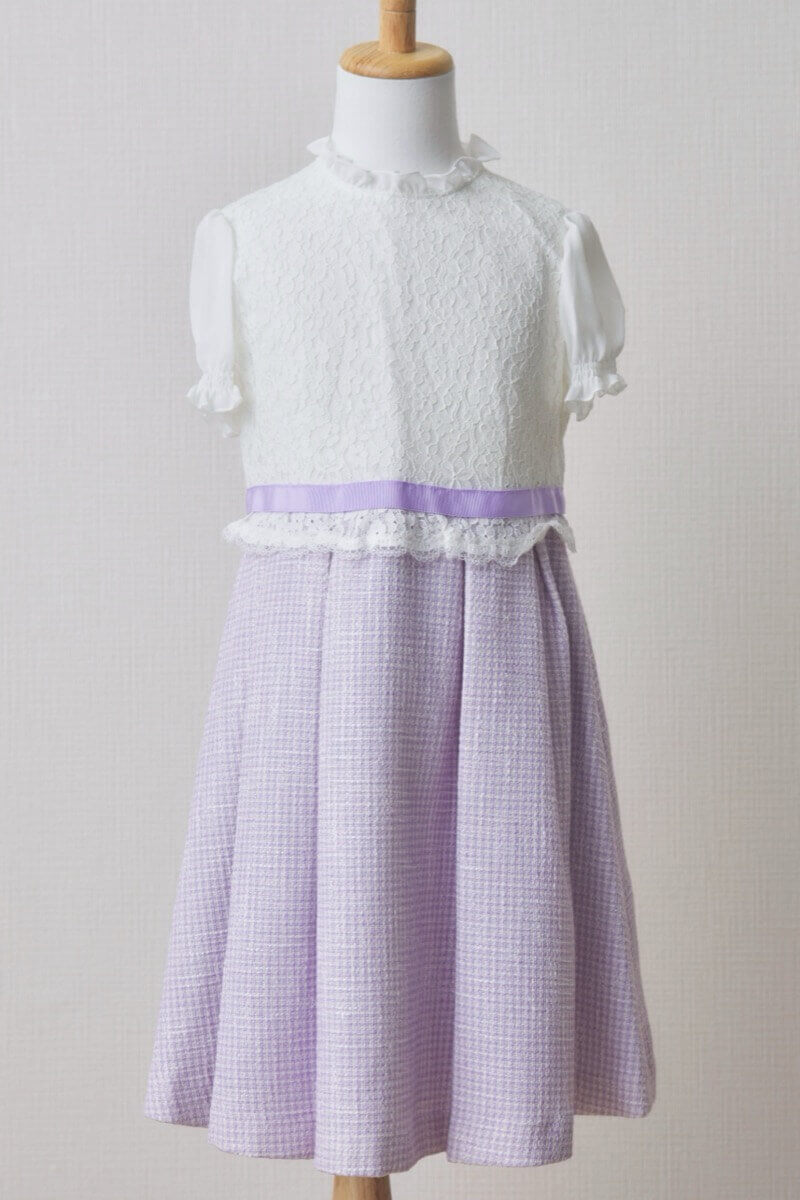 ラベンダーのツイードキッズフォーマルセット