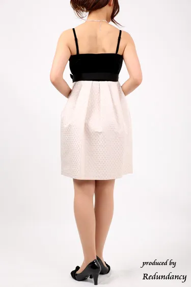 ブラック×ベージュのミニ丈ベロアドレスコーディネートセット