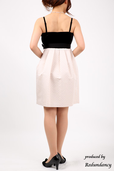 ブラック×ベージュのミニ丈ベロアドレスコーディネートセット