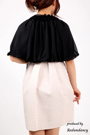 ブラック×ベージュのミニ丈ベロアドレスコーディネートセット