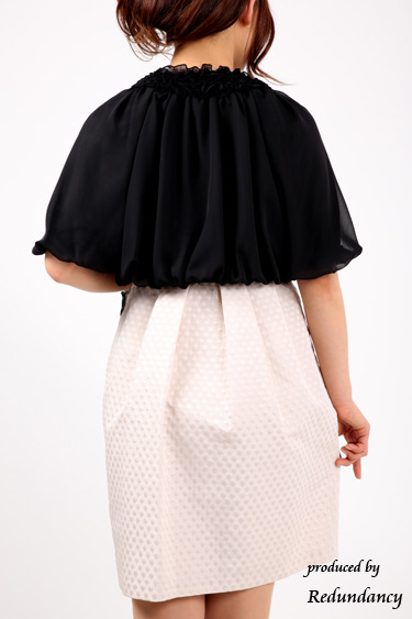 ブラック×ベージュのミニ丈ベロアドレスコーディネートセット