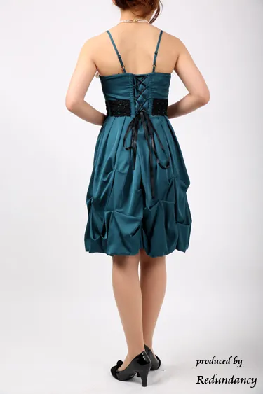 グリーンの調節リボン付きバルーンドレスコーディネートセット