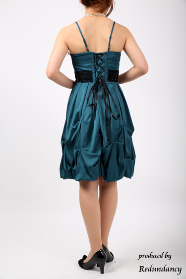 グリーンの調節リボン付きバルーンドレスコーディネートセット