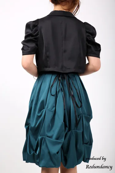 グリーンの調節リボン付きバルーンドレスコーディネートセット