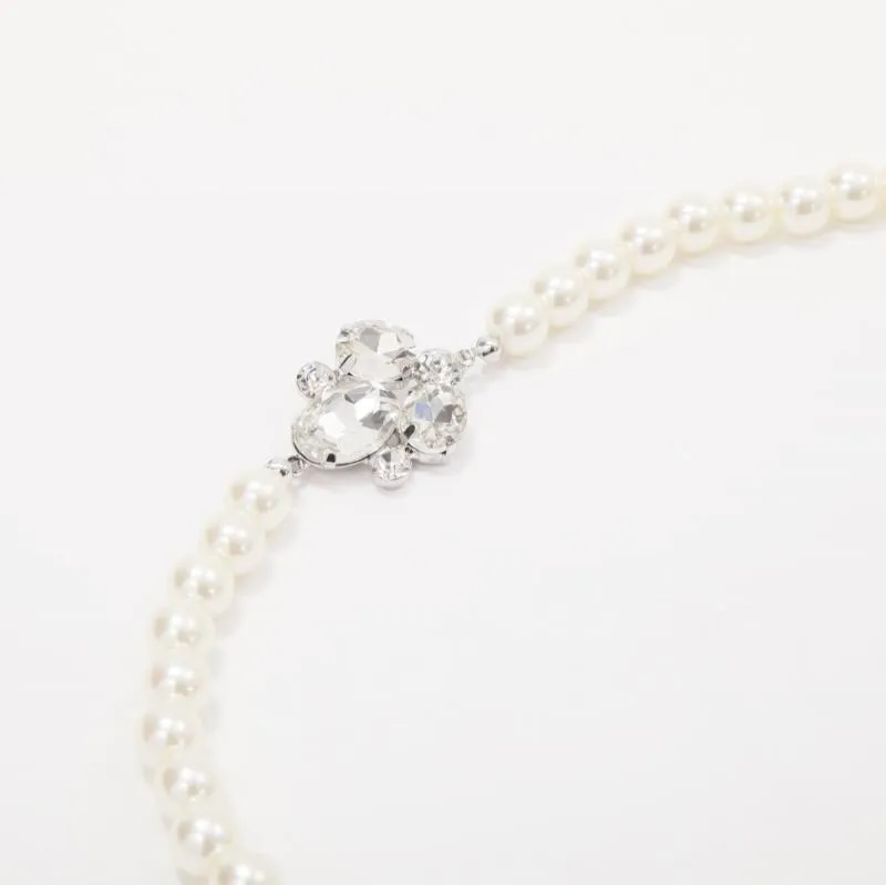 ビジューチャーム付きパールネックレス(シルバー)