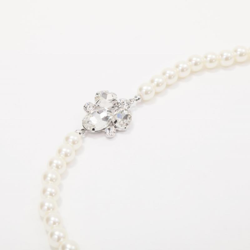 ビジューチャーム付きパールネックレス(シルバー)