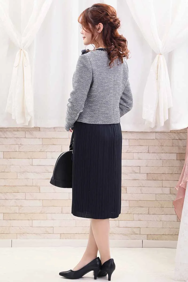 ネイビーのクラシックプリーツセレモニースーツセット