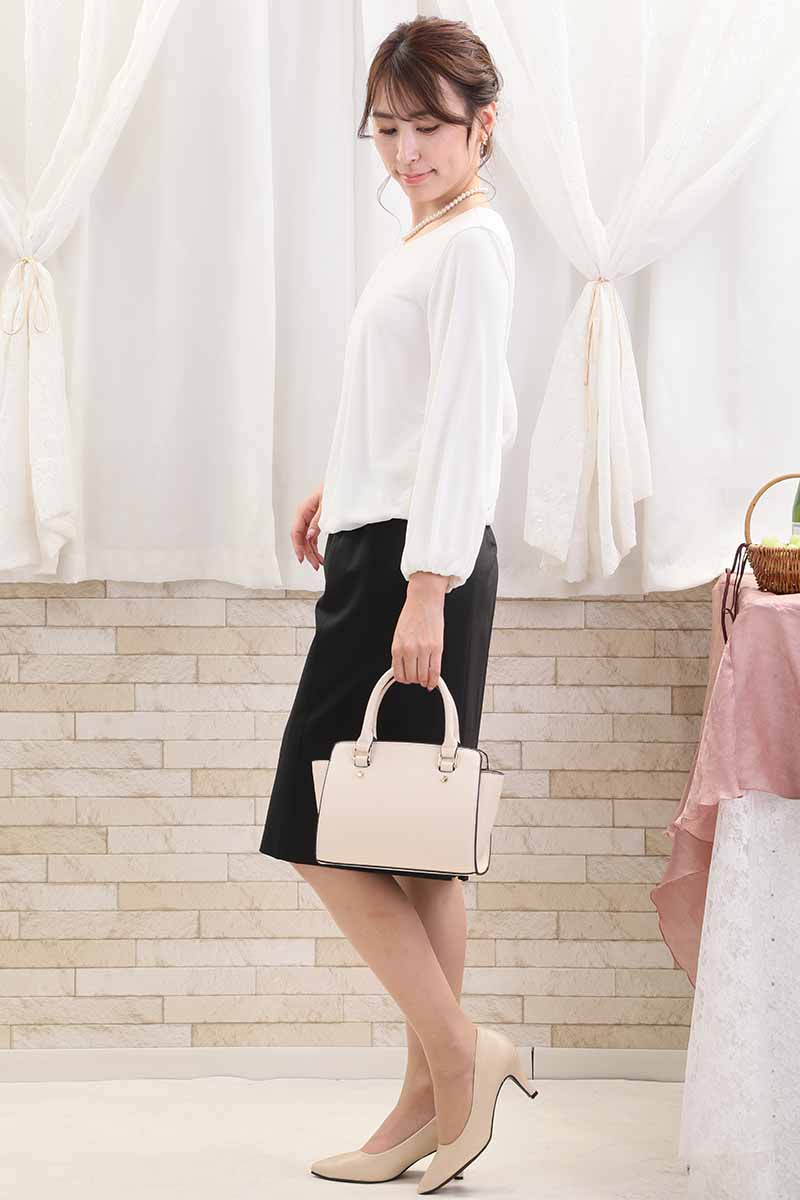 ブラックのシフォンブラウスコンビセレモニースーツセット