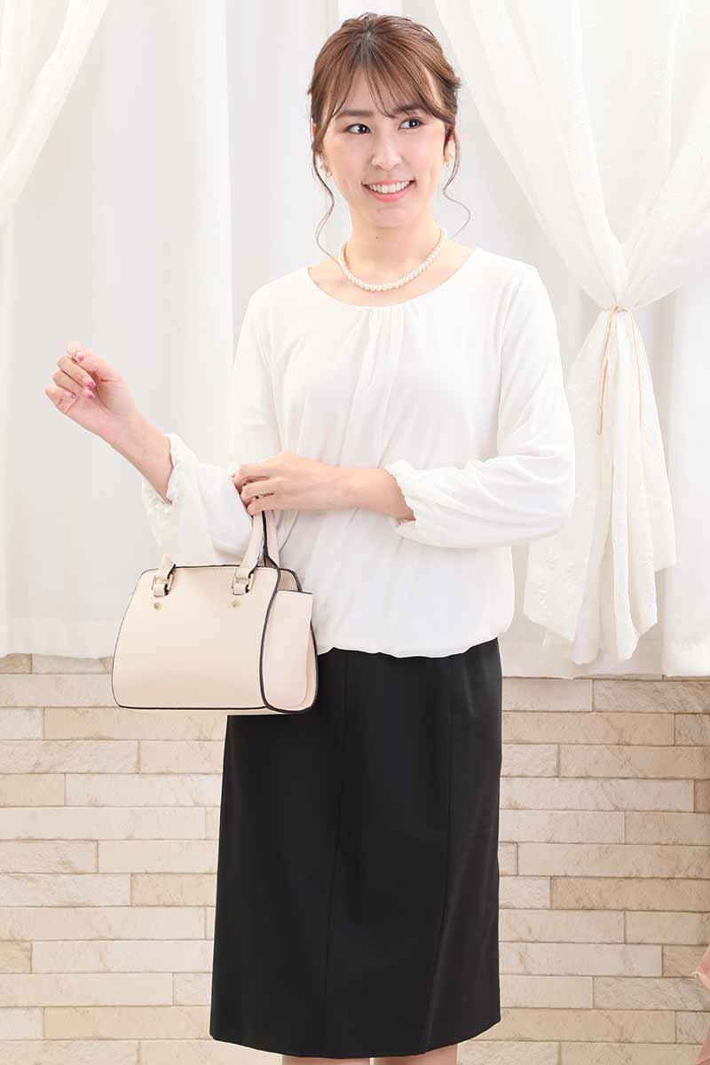 ブラックのシフォンブラウスコンビセレモニースーツセット