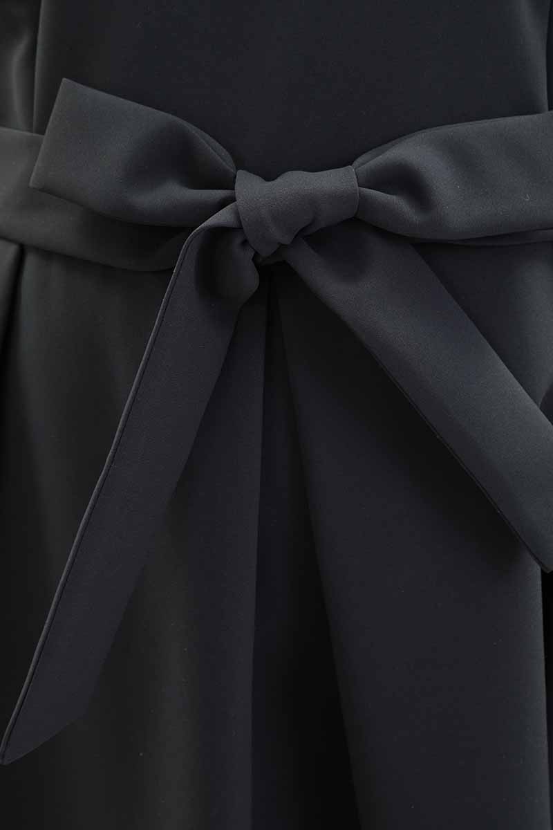 ネイビーの授乳口付ウエストリボンフレアセレモニースーツセット