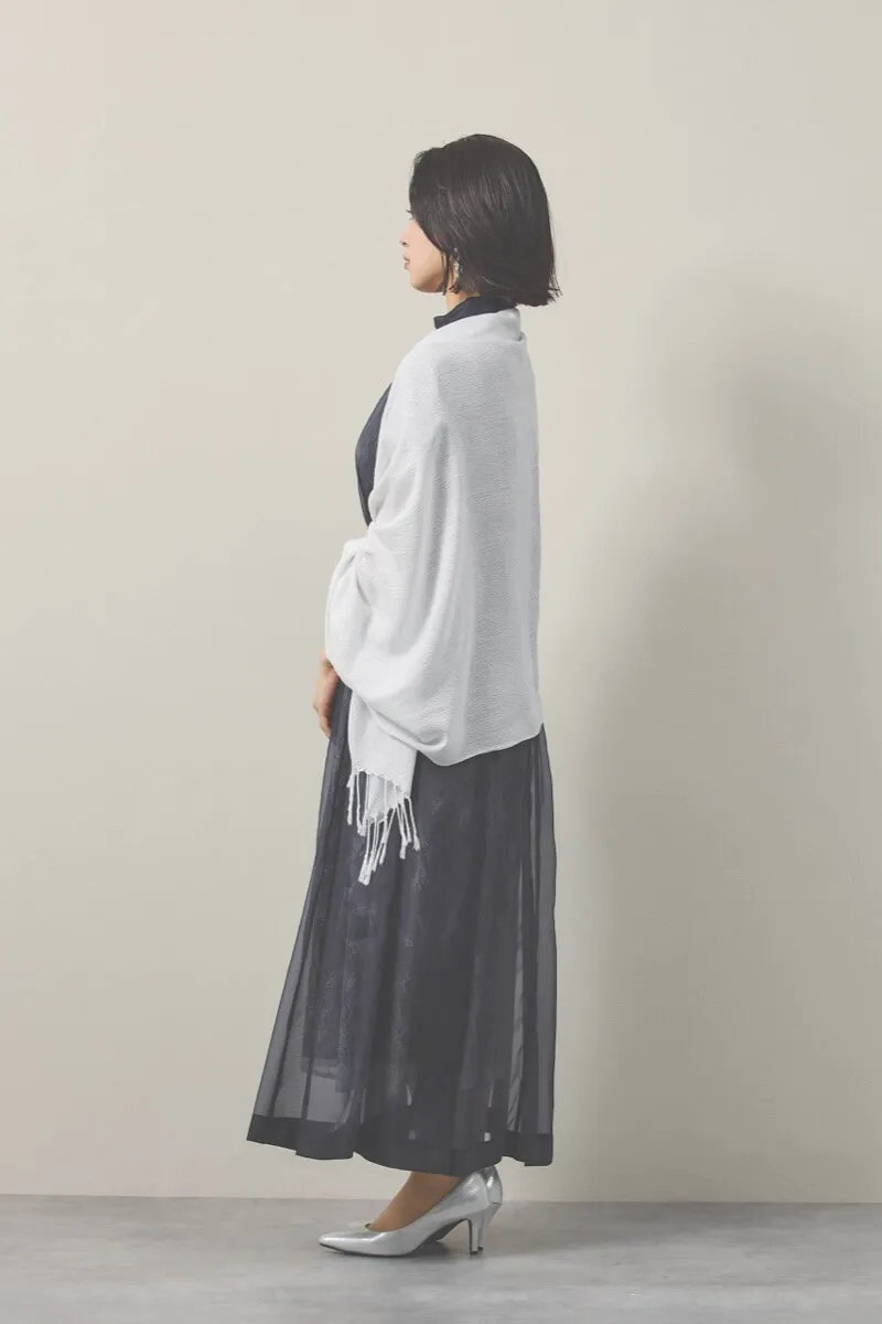 ネイビーのレース×オーガンジーのシアードレス