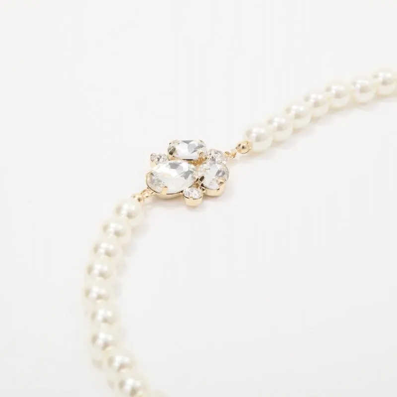 ビジューチャーム付きパールネックレス(ゴールド)