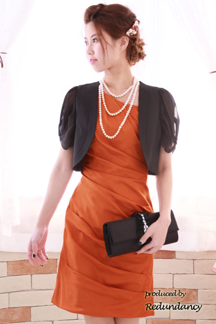 ロイヤルブルーのシフォンアシンメトリードレスコーディネートセット