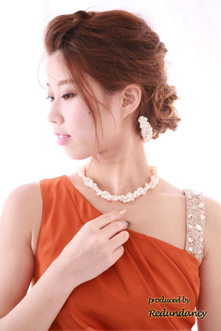 ロイヤルブルーのシフォンアシンメトリードレスコーディネートセット