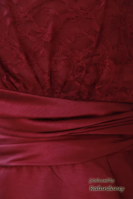 ワインレッドのシャンタンレースドレスコーディネートセット