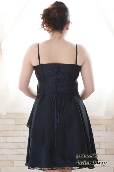 ネイビーのシャンタンレースドレスコーディネートセット