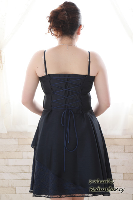 ネイビーのシャンタンレースドレスコーディネートセット