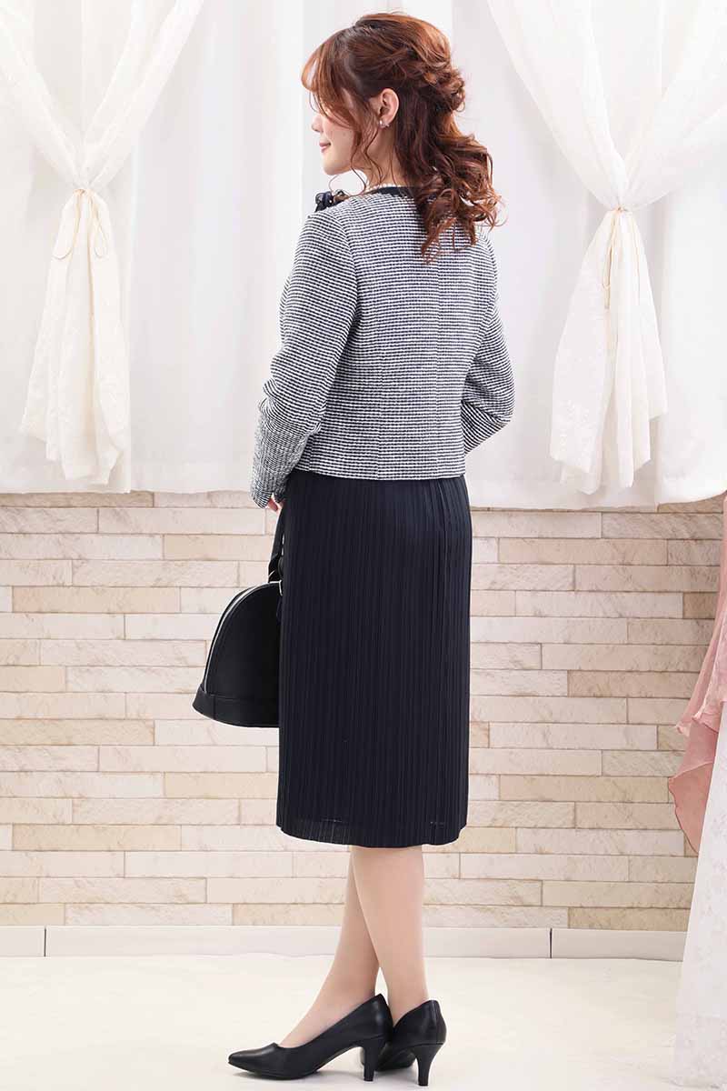 ネイビーのクラシックプリーツセレモニースーツセット