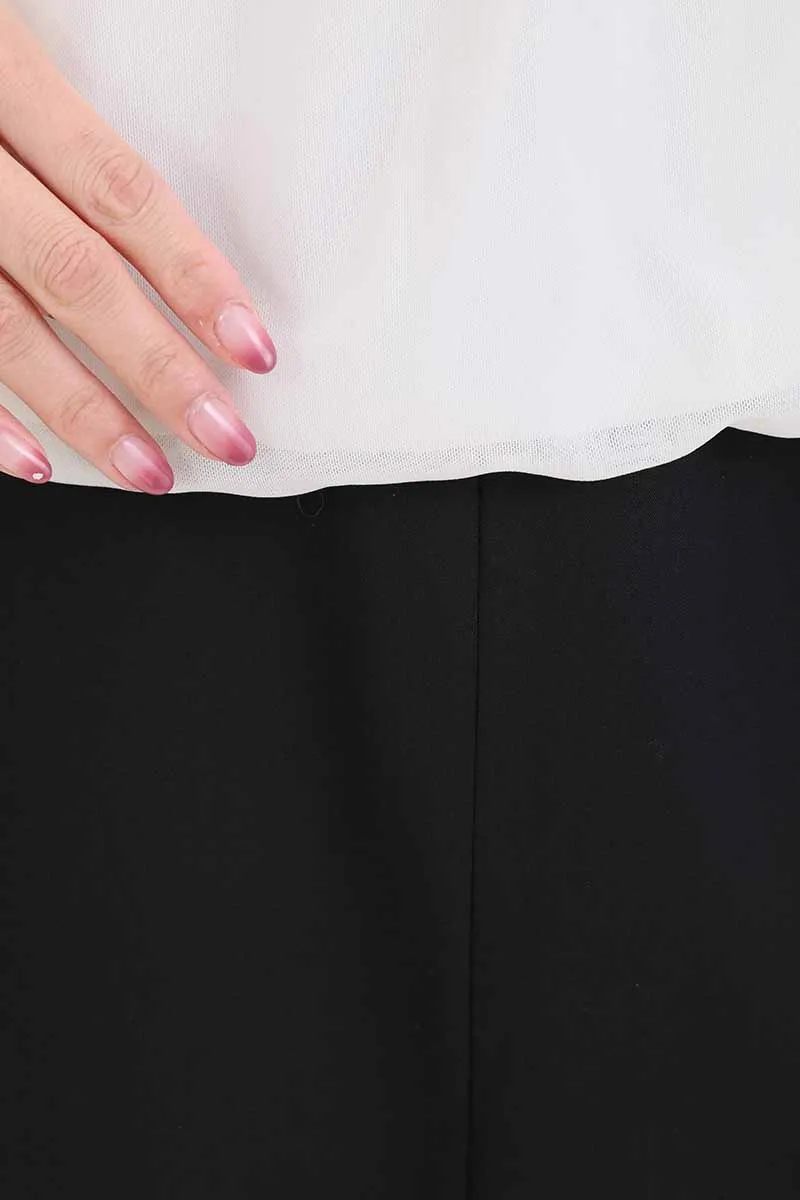 ブラックのシフォンブラウスコンビセレモニースーツセット