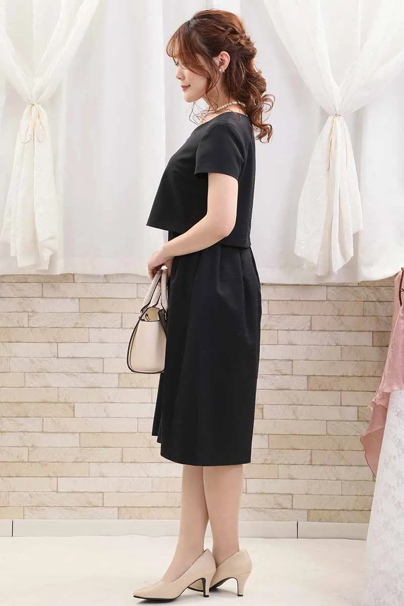 ネイビーのハートネックフレアセレモニースーツセット