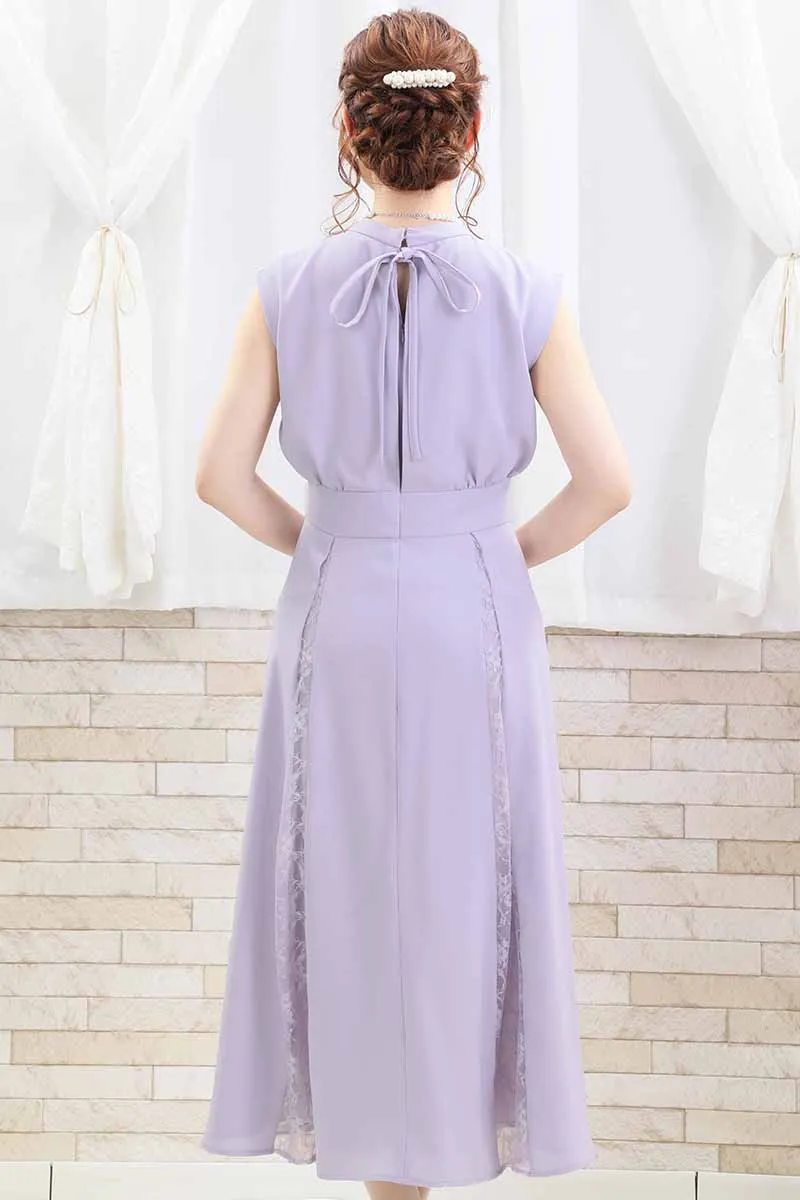 ラベンダーの切替えレースドレスコーディネートセット