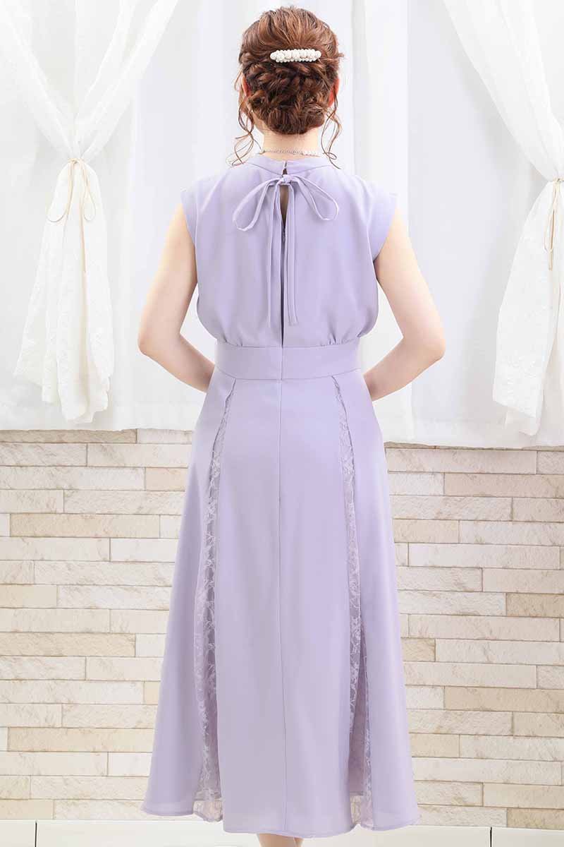 ラベンダーの切替えレースドレスコーディネートセット