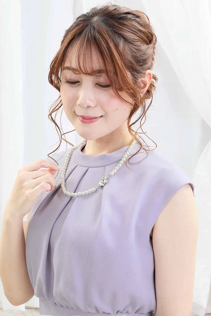 ラベンダーの切替えレースドレスコーディネートセット